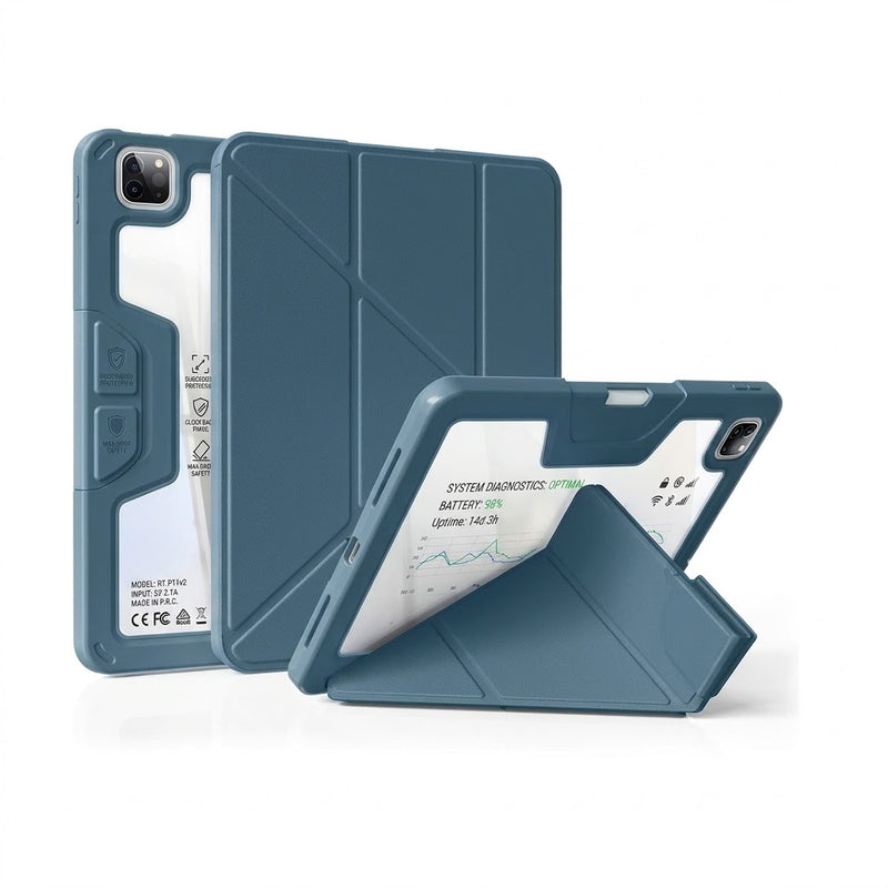ZOYU Clear Protective Case with Pencil Holder for iPad Air 11″ (M2/M3), iPad Pro 11″ & iPad 10th/11th Gen (A16) – Shockproof Bumper & Multi-Angle Stand