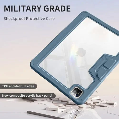 ZOYU Clear Protective Case with Pencil Holder for iPad Air 11″ (M2/M3), iPad Pro 11″ & iPad 10th/11th Gen (A16) – Shockproof Bumper & Multi-Angle Stand
