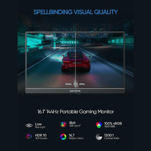 ARZOPA Z1FC 16.1” 144Hz Portable Gaming Monitor [G1 Game Max]