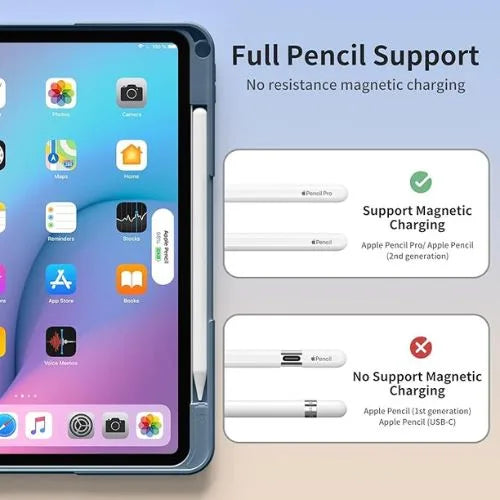 ZOYU Clear Protective Case with Pencil Holder for iPad Air 11″ (M2/M3), iPad Pro 11″ & iPad 10th/11th Gen (A16) – Shockproof Bumper & Multi-Angle Stand