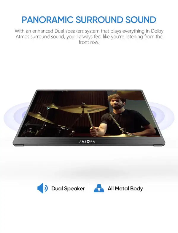 Arzopa S1 Table 15.6" FHD Portable Monitor | 1080P IPS HDR Display with Built-in Table Kickstand