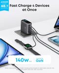 Anker Zolo 140W USB-C Charger – 4-Port PD 3.1 GaN Fast Charger with Smart Touch Display & USB-C Cable (B2697)