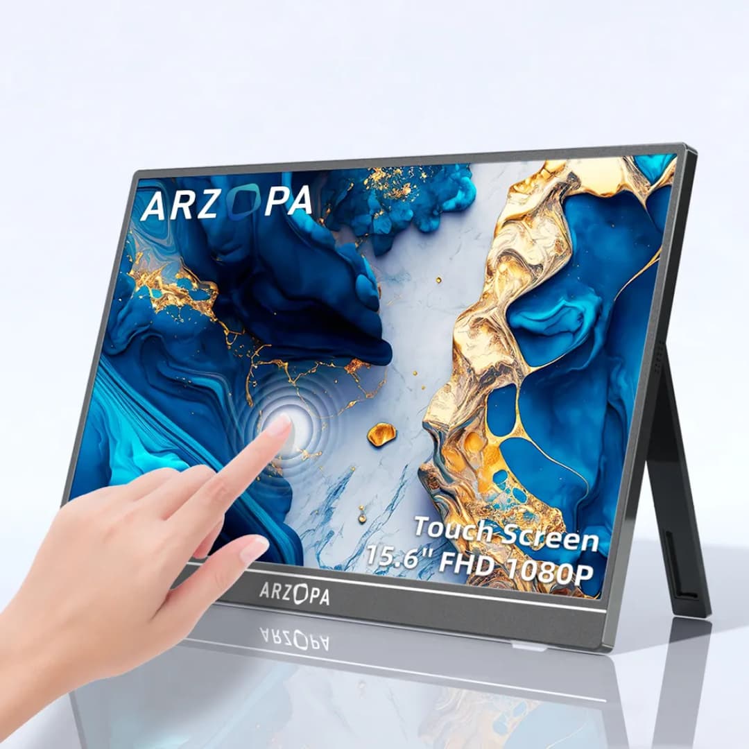 Arzopa A1T 15.6" FHD Touchscreen Portable Monitor | 10-Point Touch 1080P IPS Display with Smart Cover