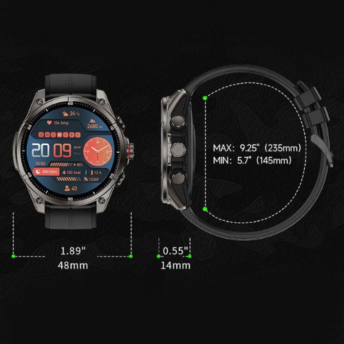 FT66 Round GPS Compass Sports Smartwatch | HD AMOLED Display, Built-in GPS & Outdoor Tactical Features
