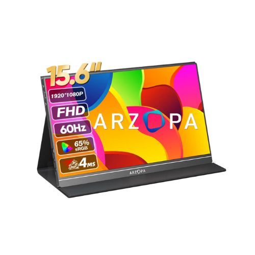 Arzopa S1 Table 15.6" FHD Portable Monitor | 1080P IPS HDR Display with Built-in Table Kickstand
