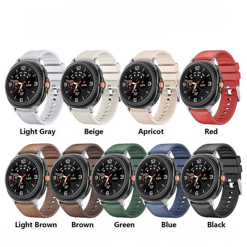 Silicone Leather Strap for Samsung Galaxy Watch 8 Classic & Galaxy Watch 8 (40mm / 44mm)