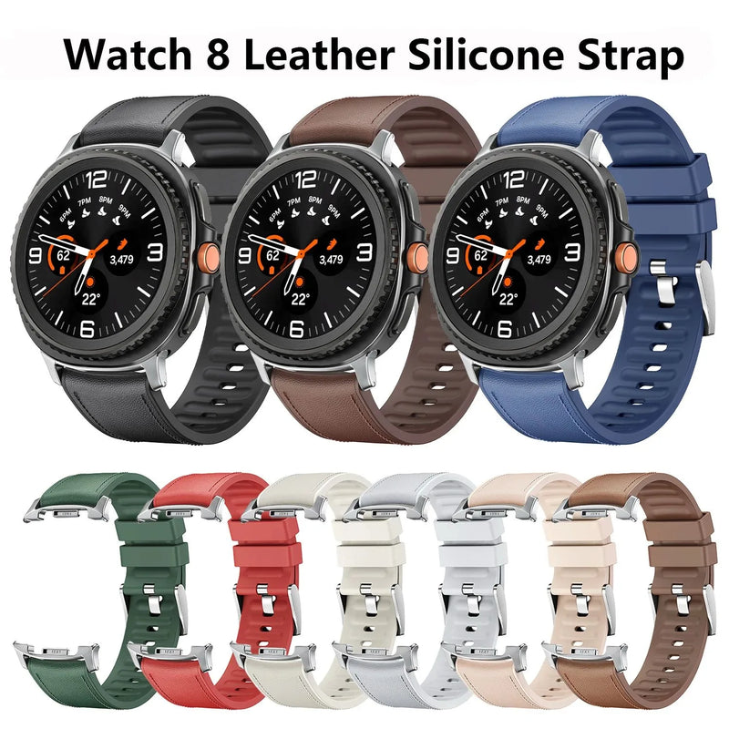 Silicone Leather Strap for Samsung Galaxy Watch 8 Classic & Galaxy Watch 8 (40mm / 44mm)