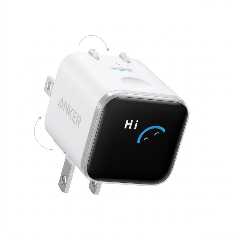 Anker Nano Charger (45W) with Smart Digital Display – Ultra-Compact GaN Fast Charger, 180° Foldable Plug, PPS Support for Samsung Galaxy, iPhone & MacBook Air (Chinese Variant)